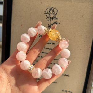 天然马粉大颗粒送女友黄水晶搭设计感手串