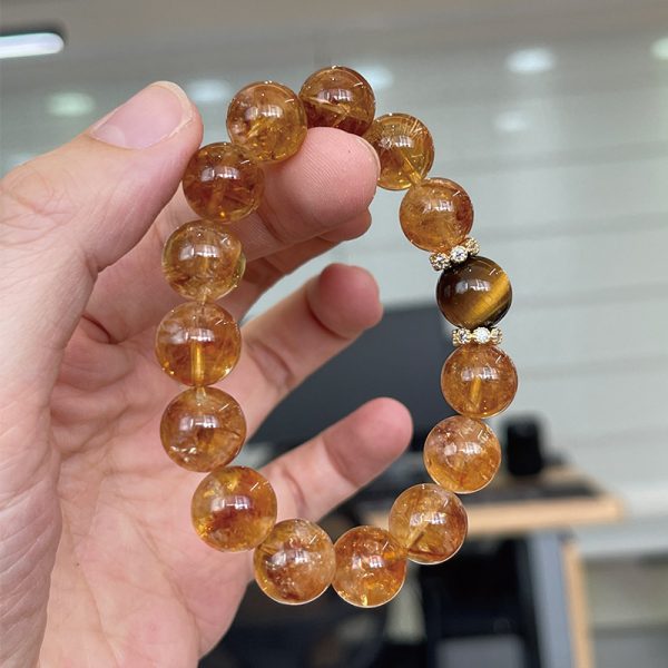 天然黄塔晶虎眼石个性小众招财手串 - 图片 3
